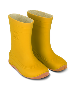 Be Lenka Pudds Barfuß-Gummistiefel Kinder Gelb – Paaransicht mit rutschfester Sohle