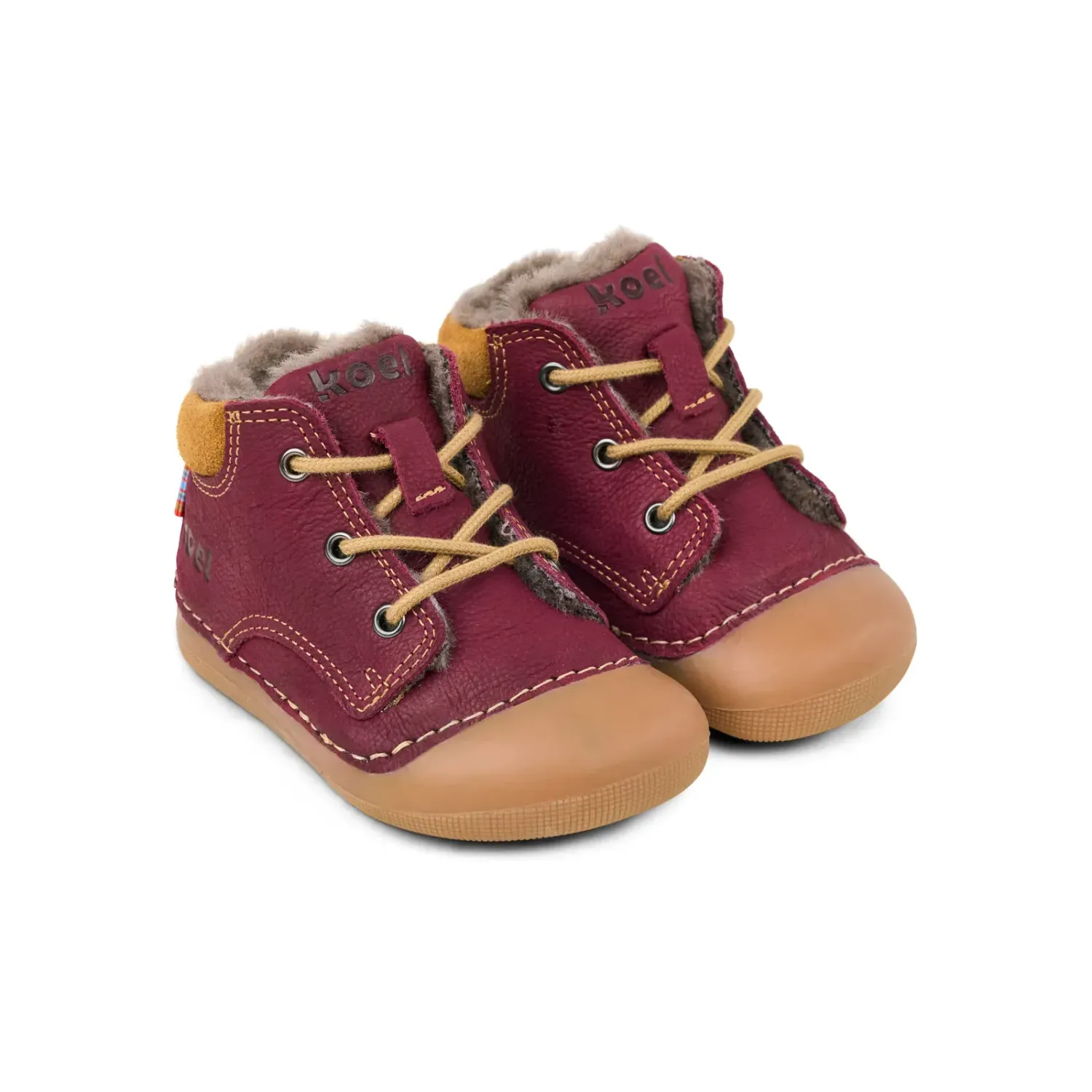 KOEL Ava Leather Wool Bordo | Barfuß Winterschuhe Kleinkinder