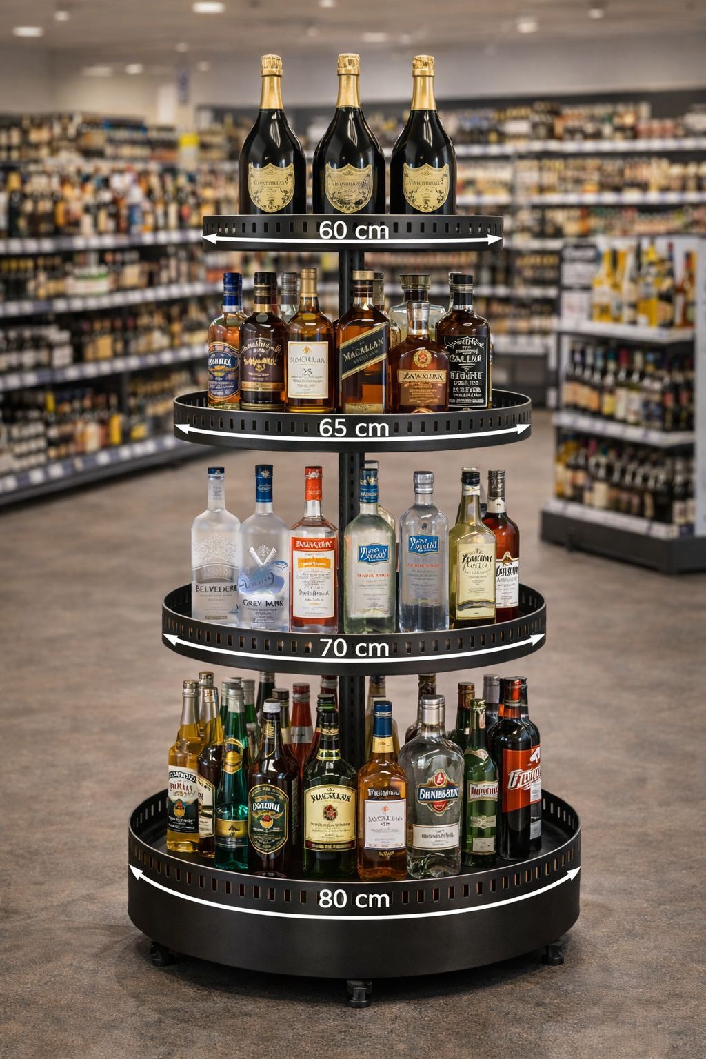 #552635 סטנד תצוגה 4 מדפים עגולים