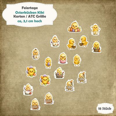 Osterkücken Kiki - Karten / ATC Größe - 18 Stanzteile - Die Cuts