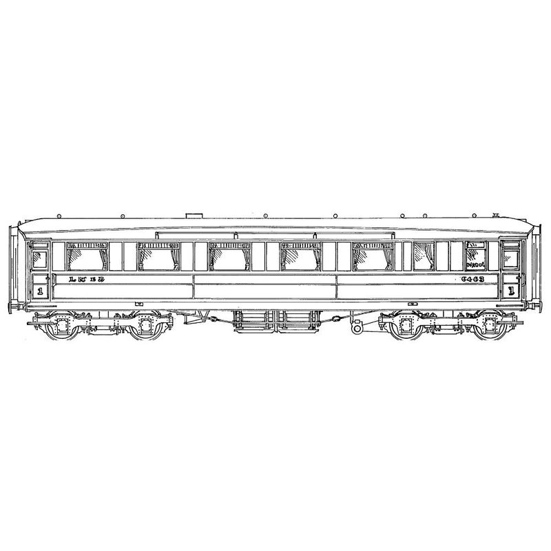 4mm kit 198 : 52' 6 4mm kit 198 : 52' 6" Gresley corridor 1st class open Diagram 197