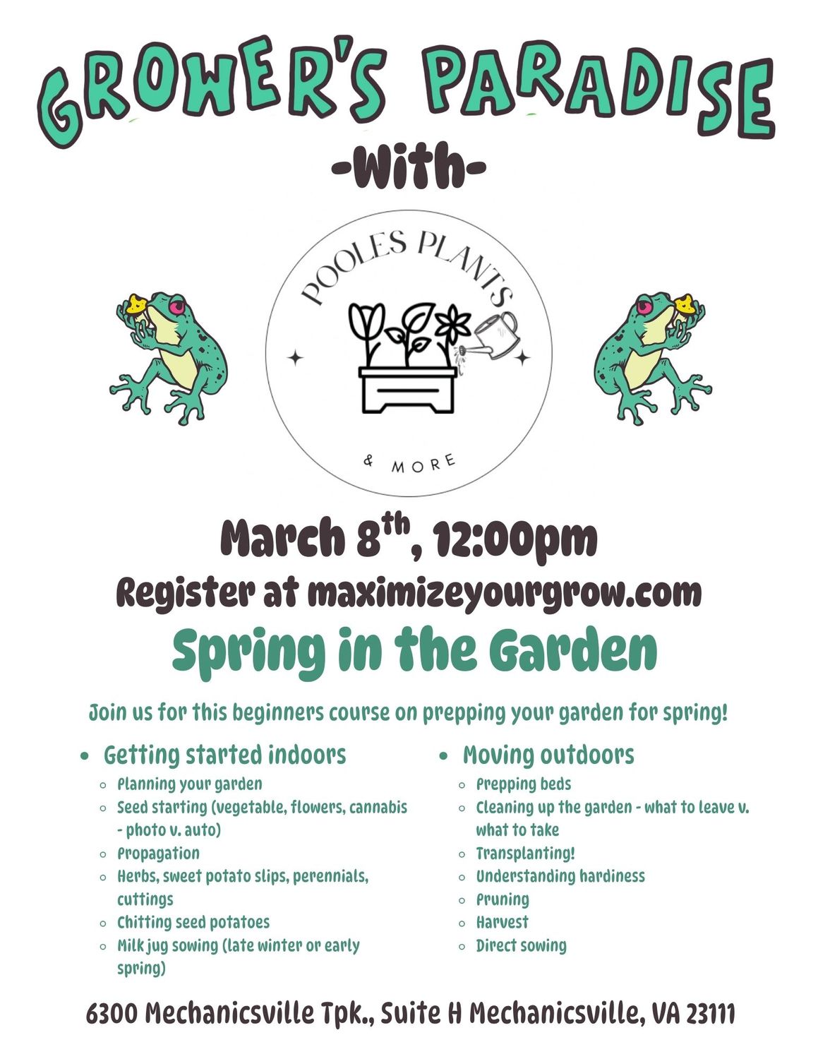 Spring in the Garden Class and Veggie Sale