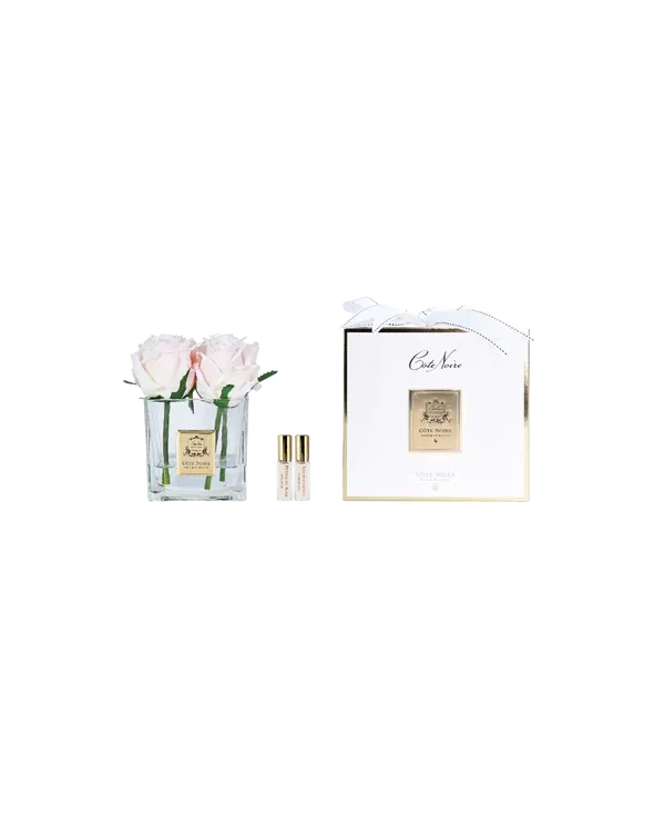 Square 4 Rose Buds Clear - Champagne Pink Square 4 Rose Buds Clear - Champagne Pink