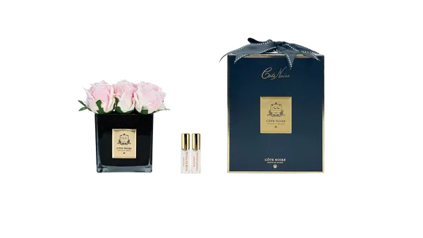 Square 9 Rose Buds Black - Champagne Pink Square 9 Rose Buds Black - Champagne Pink