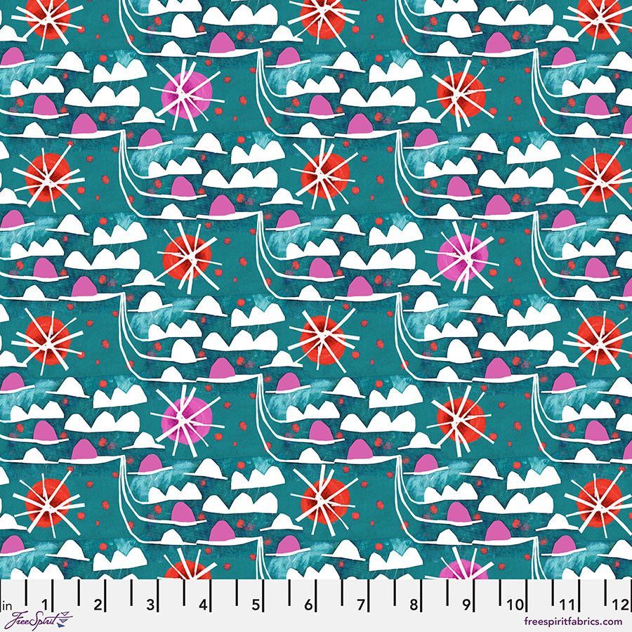 Waves Teal – Colori von Esté MacLeod für FreeSpirit Fabrics
