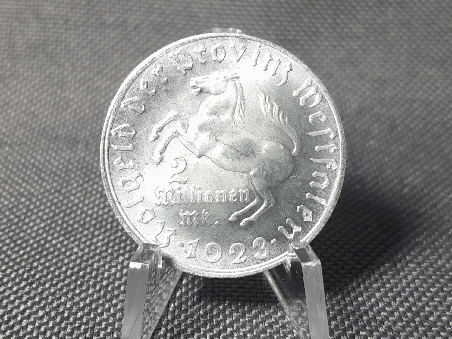 Münze Notgeld 1923 Weimarer Republik 2 Millionen Mark Minister Stein Pferd Westfalen Nebengebiete