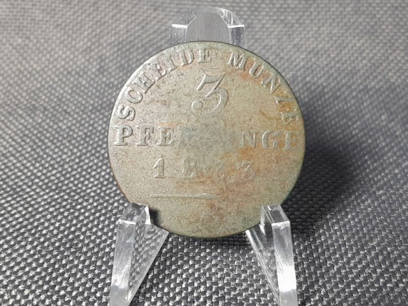 Münze Altdeutschland 1833 3 Pfennig Königreich Preußen Friedrich Wilhelm III.