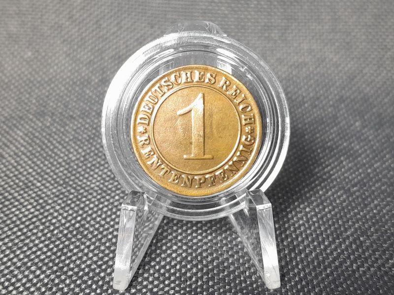 Münze Weimarer Republik 1924 E 1 Rentenpfennig Lichtenrader Fehlprägung Erhaltung!