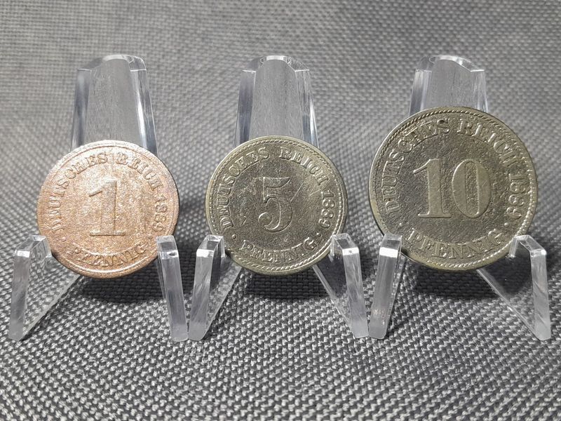 Münzen Set Deutsches Kaiserreich 1889 A 1 5 10 Pfennig Berlin Erhaltung