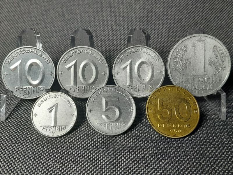 Münzen Set DDR 1948 1956 1 5 10 50 Pfennig Mark Erhaltung!