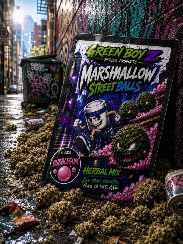 MARSHMELLO STREET BALLS BUBBLE GUM (XTRA STRONG HERBAL MIX) 2gr MARSHMELLO STREET BALLS BUBBLE GUM (XTRA STRONG HERBAL MIX) 2gr