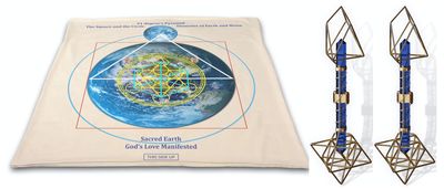 Full Archangel Metatron Cube Mat System with 2 Sacred Heart Vajras Full Archangel Metatron Cube Mat System with 2 Sacred Heart Vajras