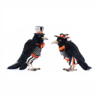 9.5" Edgar Allen and Poe the Crows Set Of 2 Halloween Decor *SHIPS WITHIN 10 DAYS* NEW 2025