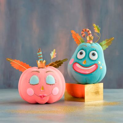 Gourdy &amp; Gurdie Pumpkin Pixies Display Set Of 2 Halloween Decor Glitterville *SHIPS WITHIN 10 DAYS* NEW 2026