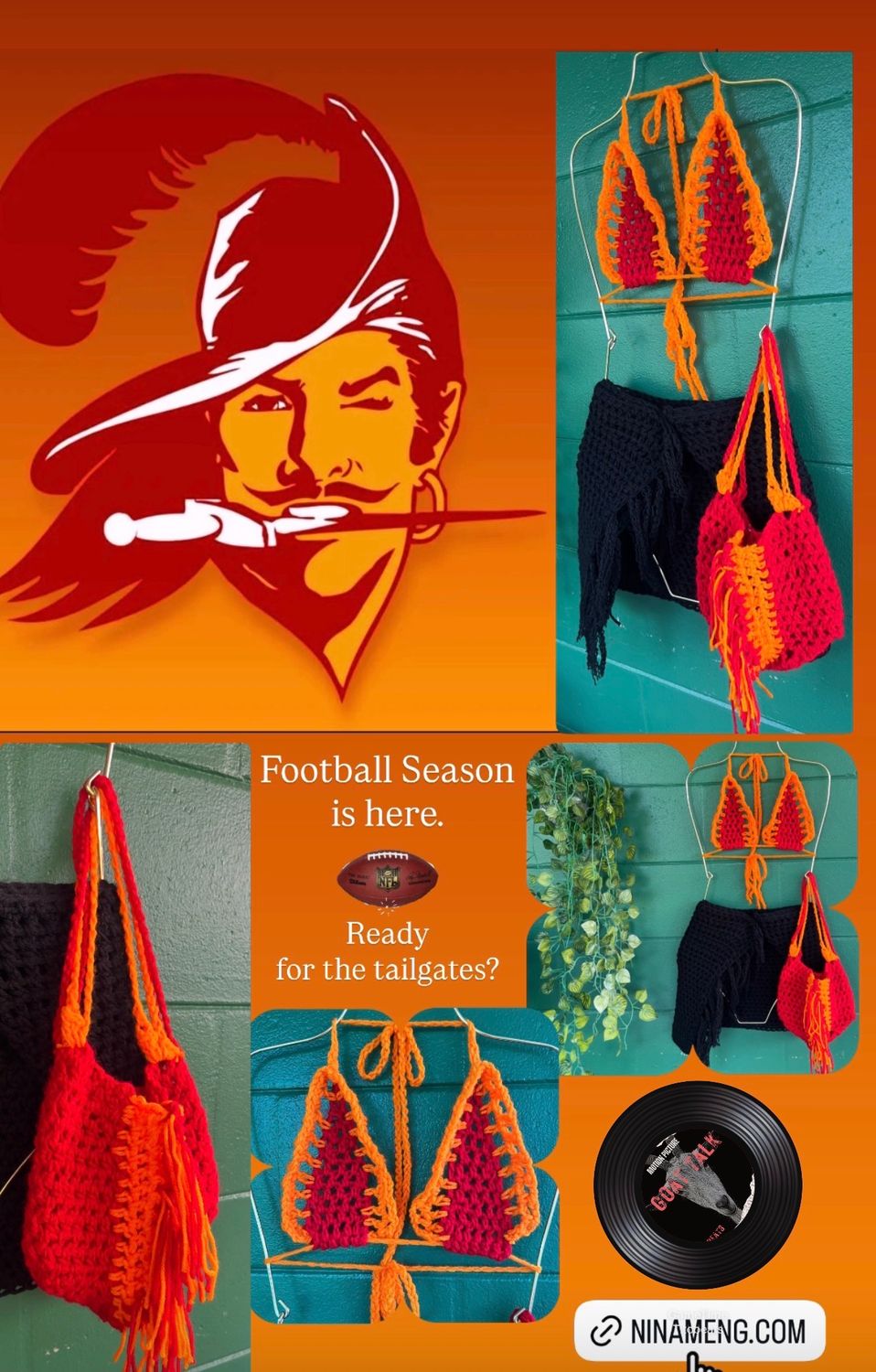 BUCS FAN HANDMADE CROCHET TOP