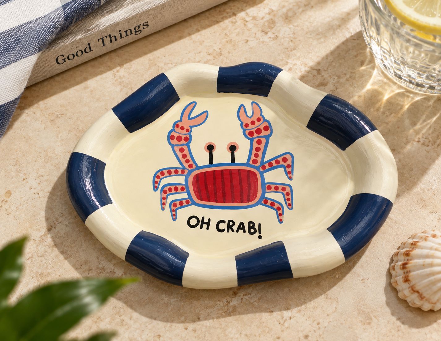 The Hand-Painted Oh Crab Concrete Plate