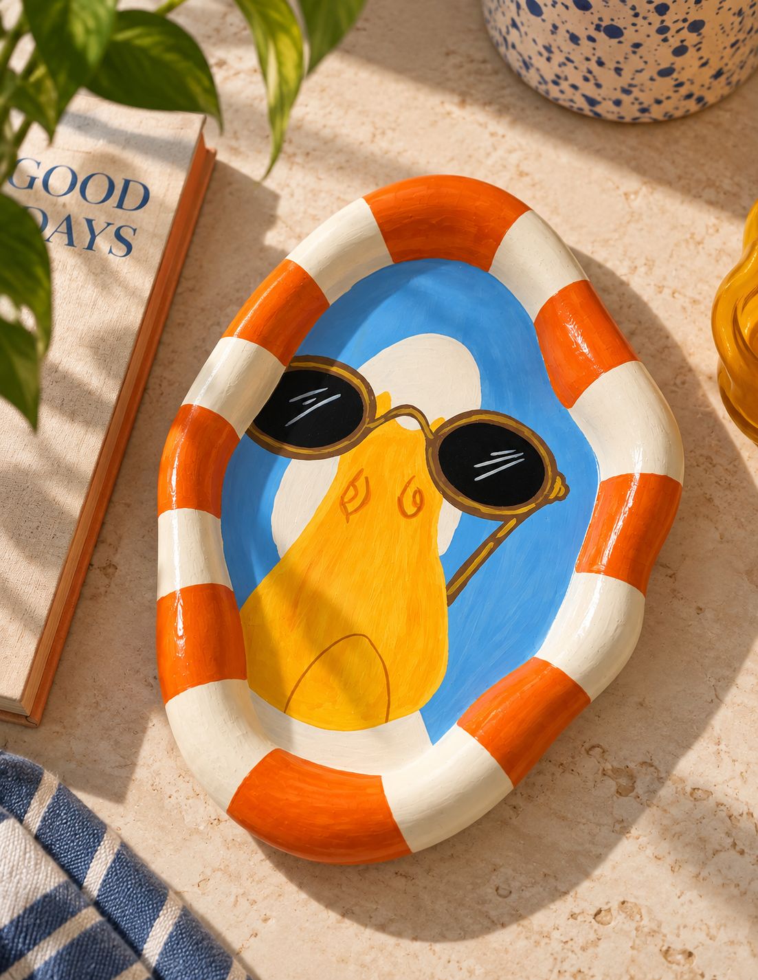 The Hand-Painted Sunny Goose Concrete Plate