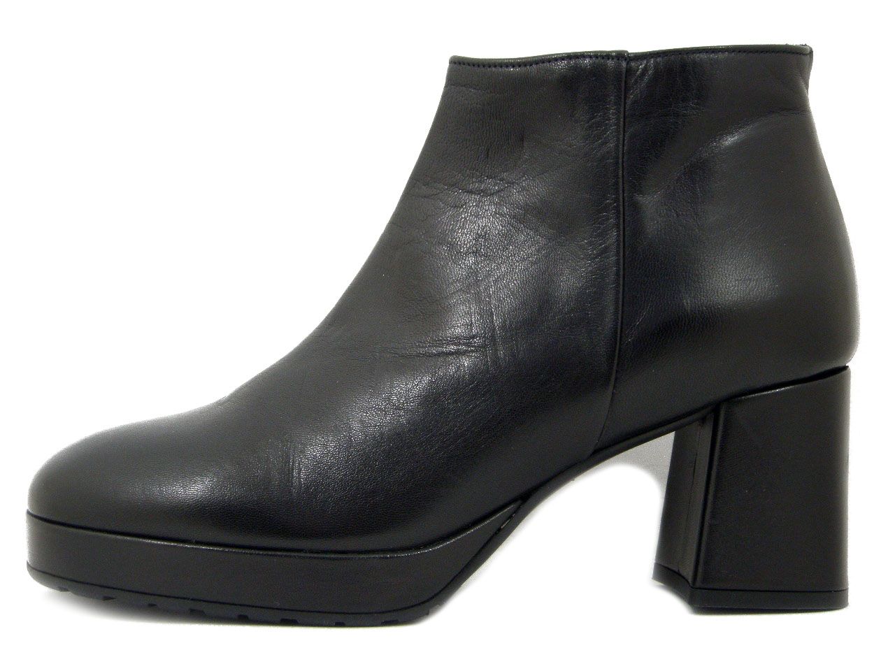 Tronchetti Donna in Pelle Nero, Tacco Medio 6 cm e Plateau, VERNISSAGE - I4GG