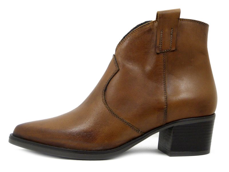 Stivaletti Donna Texani in Pelle Marrone, Tacco Basso, VERNISSAGE - I4819