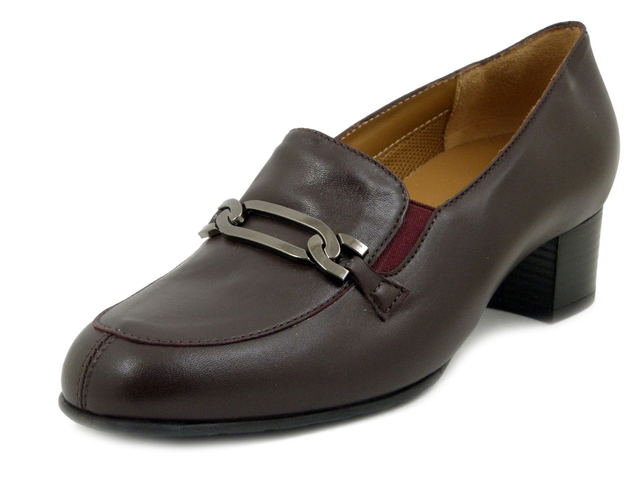 Mocassini Donna in Pelle Bordeaux, Tacco Basso 4 cm, Plantare Estraibile, Soffice Sogno - I4EST1