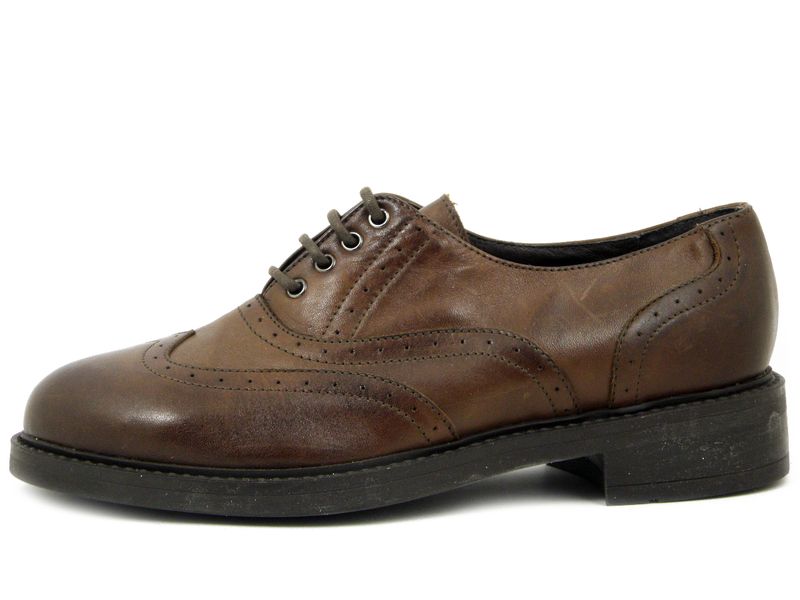 Scarpe Francesine Donna Stringate in Pelle Marrone, Tacco Basso, Vernissage by Soffice Sogno - I4R134 Scarpe Francesine Donna Stringate in Pelle Marrone, Tacco Basso, Vernissage by Soffice Sogno - I4R134