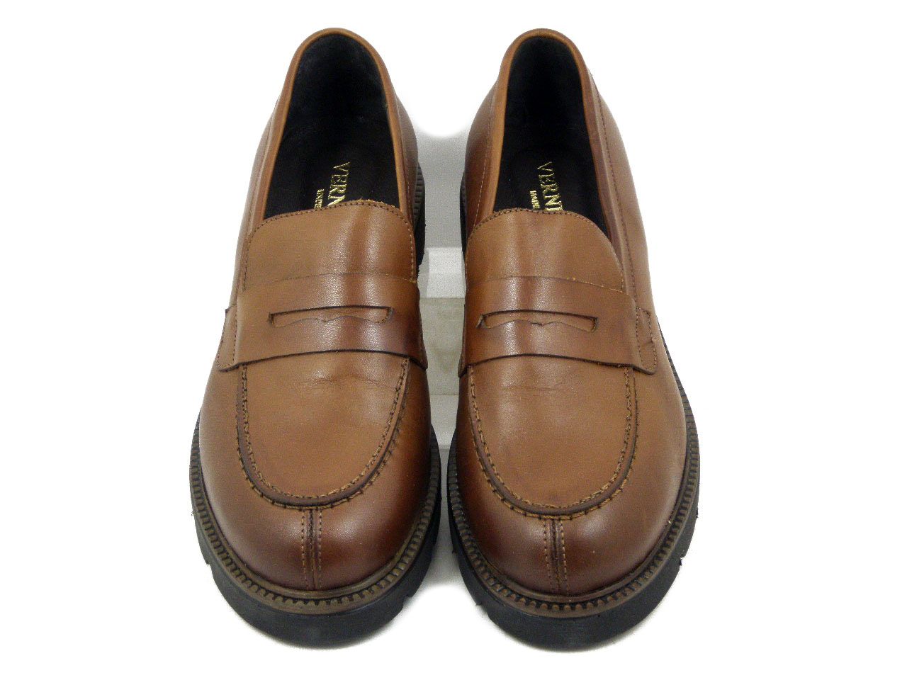 Mocassini Donna in Pelle Marrone Cuoio, Tacco Basso, Vernissage by Soffice Sogno - I4174