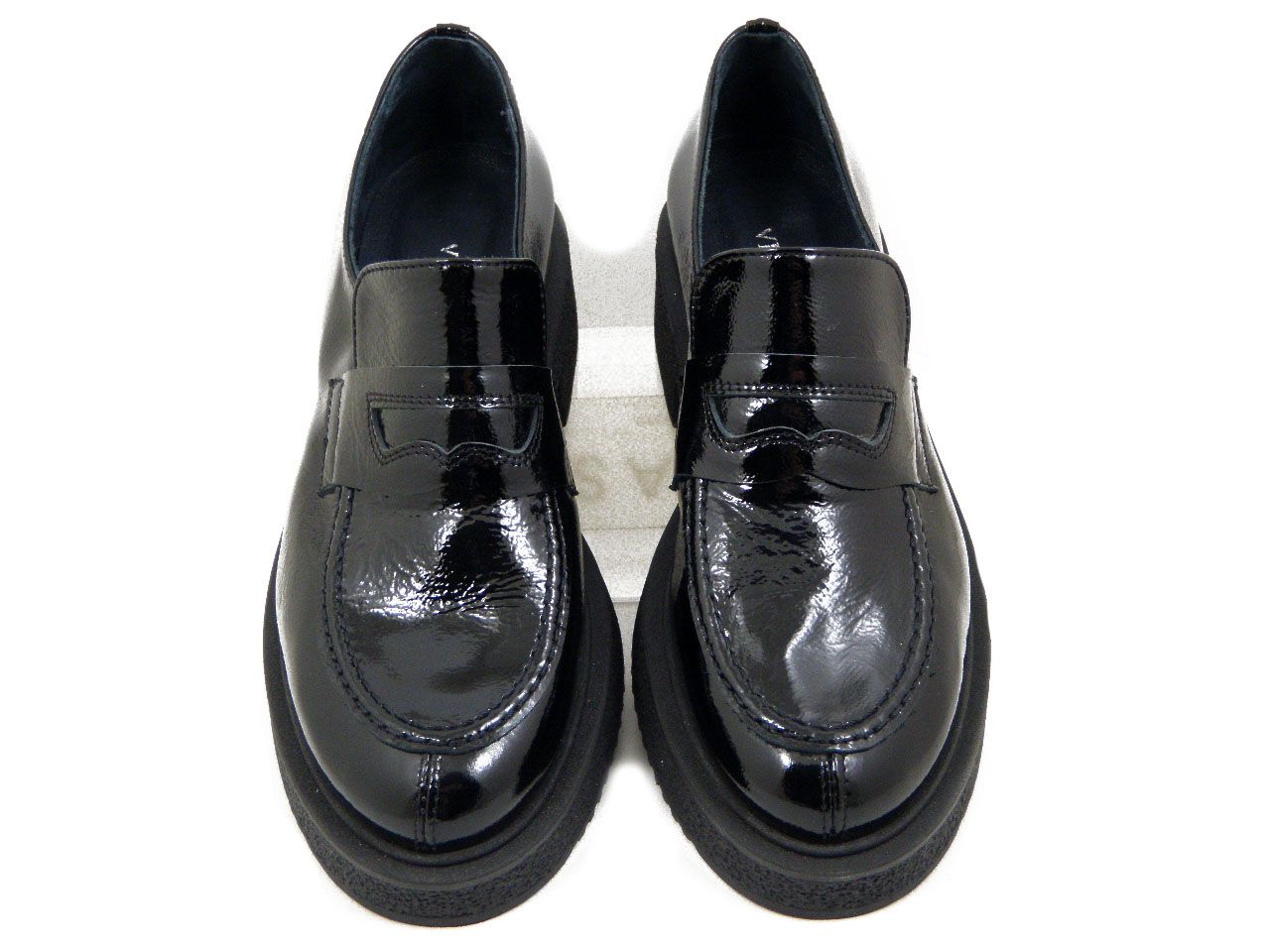 Mocassini Donna in Pelle Nappa Lucida Nero, Tacco Basso, Vernissage by Soffice Sogno - I232