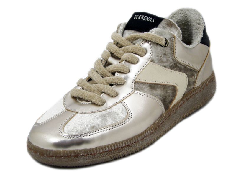 Sneakers Donna in Velluto Beige e Oro, VERBENAS - SORA11 Sneakers Donna in Velluto Beige e Oro, VERBENAS - SORA11