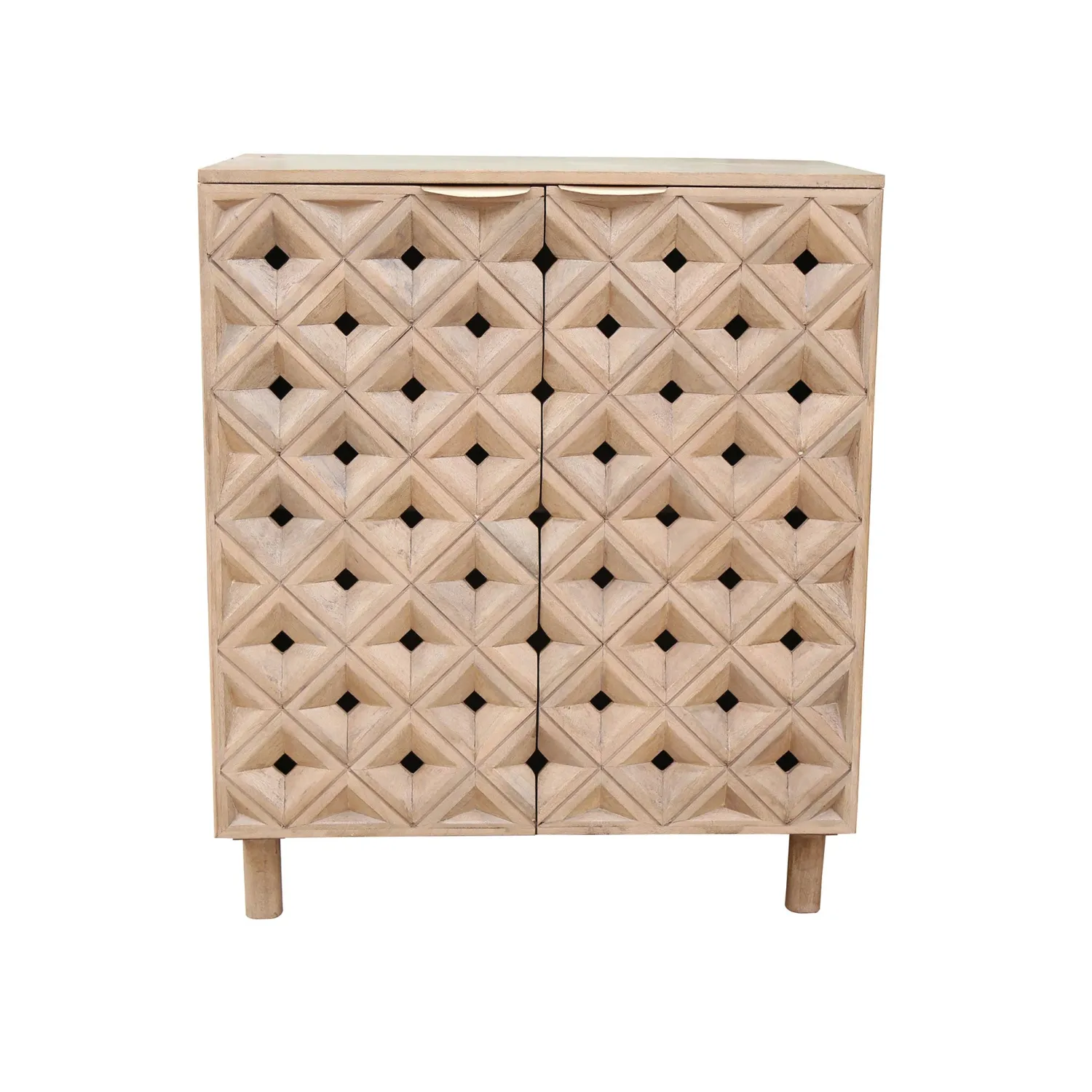 CB-319502- Chiara Two Door Diamond Carved Accent Cabinet