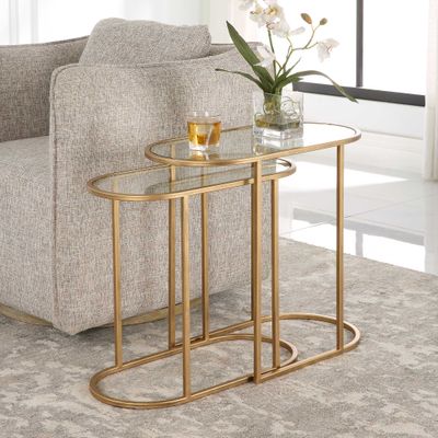 Gold Glass Table set w23018