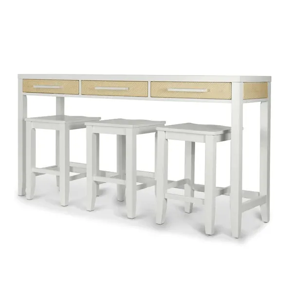 Miramar 3 Drawer Console with 3 stools