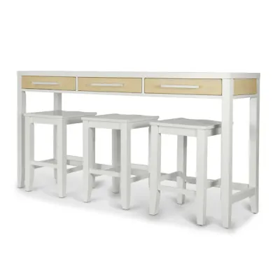 Miramar 3 Drawer Console with 3 stools
