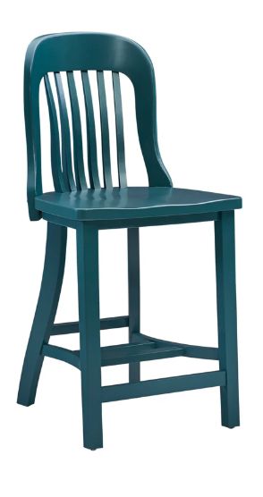 NORMAN GREEN COUNTER STOOL W WOOD SEAT