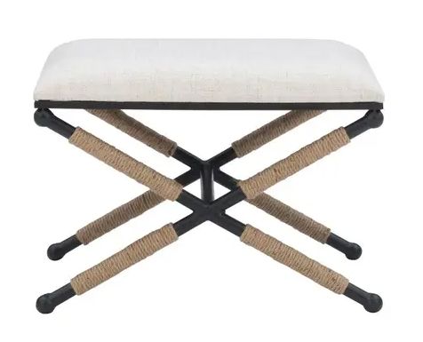 CAMPAIGN LINEN ACCENT STOOL