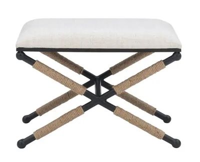 CAMPAIGN LINEN ACCENT STOOL