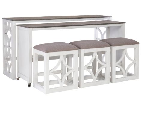 WALLACE WHT ROLLING CONSOLE W 3 STLS