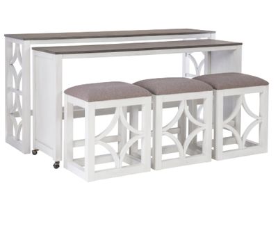 WALLACE WHT ROLLING CONSOLE W 3 STLS