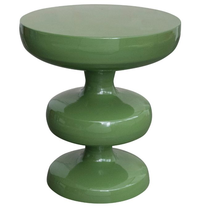 Enameled Metal End Table, Green