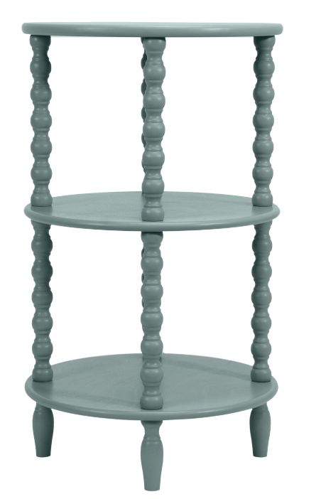 17-3/4" Rd x 30'H Wood Lacquered Table w/ 2 Shelves