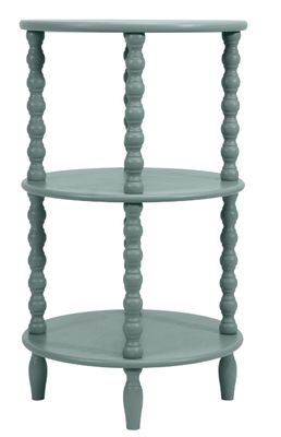 17-3/4" Rd x 30'H Wood Lacquered Table w/ 2 Shelves