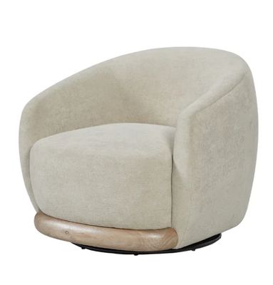 Pagosa Swivel Wood Base Chair - Fabric: J. Allen Amazon Feather