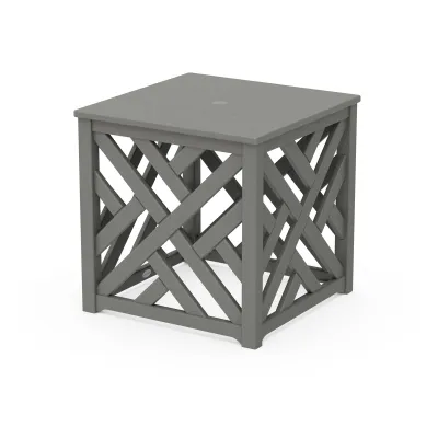 Chippendale Umbrella Stand Accent Table in Slate Grey
