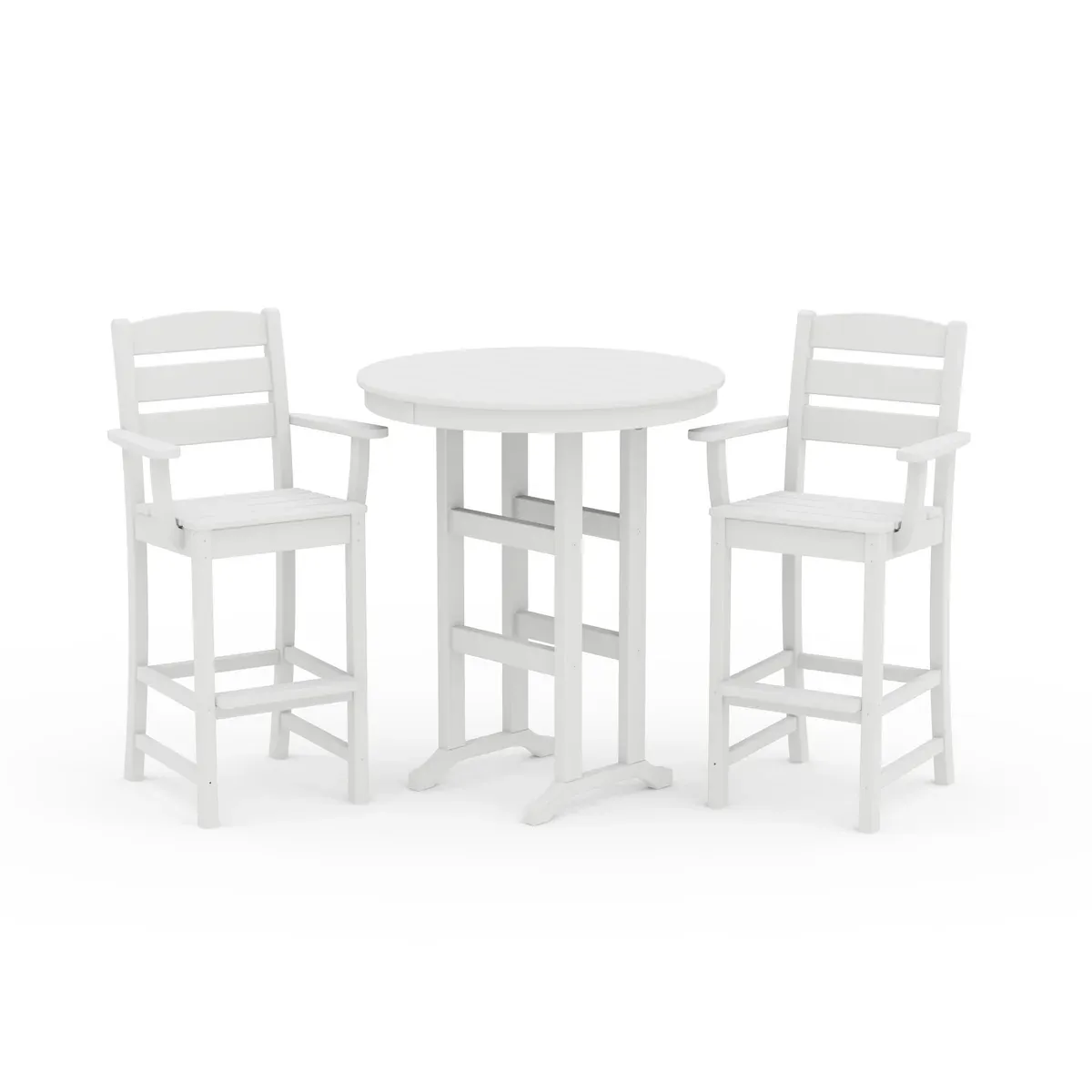 Lakeside 3-Piece Round Bar Arm Chair Set in White