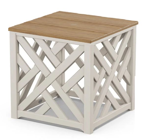 Chippendale Umbrella Stand Accent Table in Sand / Natural