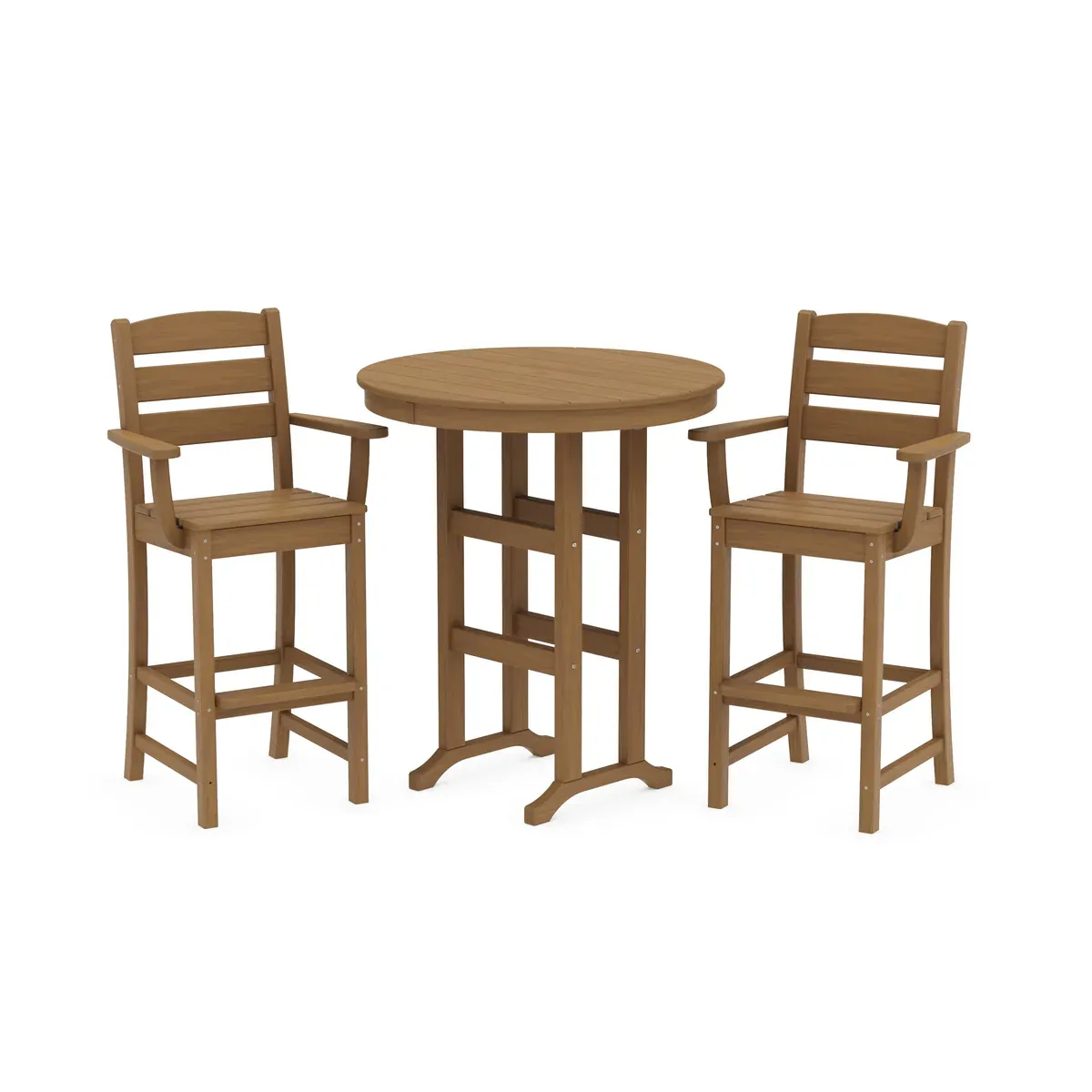 Lakeside 3-Piece Round Bar Arm Chair Set in Natural
