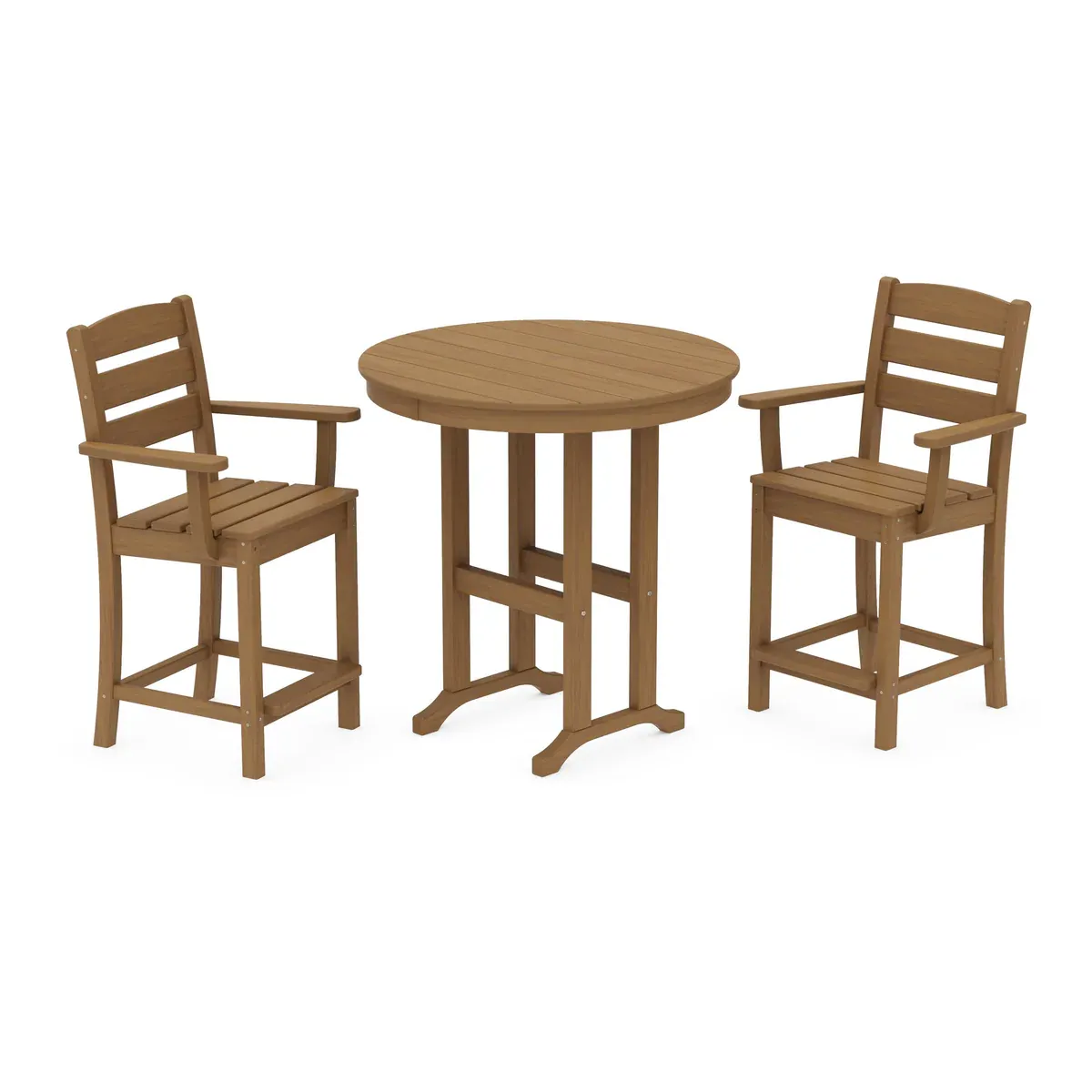 Lakeside 3-Piece Round Farmhouse Arm Chair Counter Set in Natural