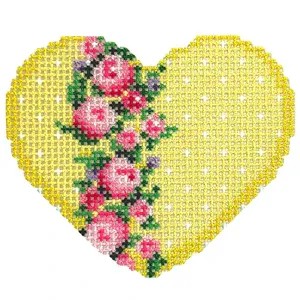 Vertical Rose Border on Yellow Mini Heart