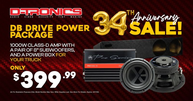 DB DRIVE POWER PACKAGE - 1000W CLASS-D AMP WITH A PAIR OF 8" SUBWOOFERS AND A POWER BOX FOR YOUR TRUCK