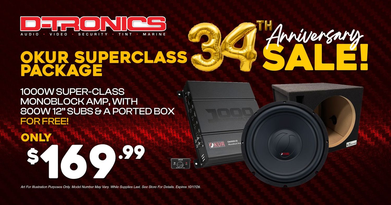 OKUR SUPERCLASS PACKAGE - 1000W SUPER-CLASS MONOBLOCK AMP WITH 800W 12" SUBS AND A PORTED BOX FOR FREE