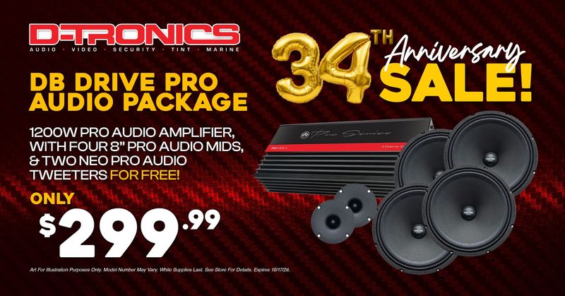 DB DRIVE PRO AUDIO PACKAGE - 1200W PRO AUDIO AMPLIFIER WITH FOUR 8" PRO AUDIO MIDS AND TWO NEO PRO AUDIO TWEETERS FOR FREE